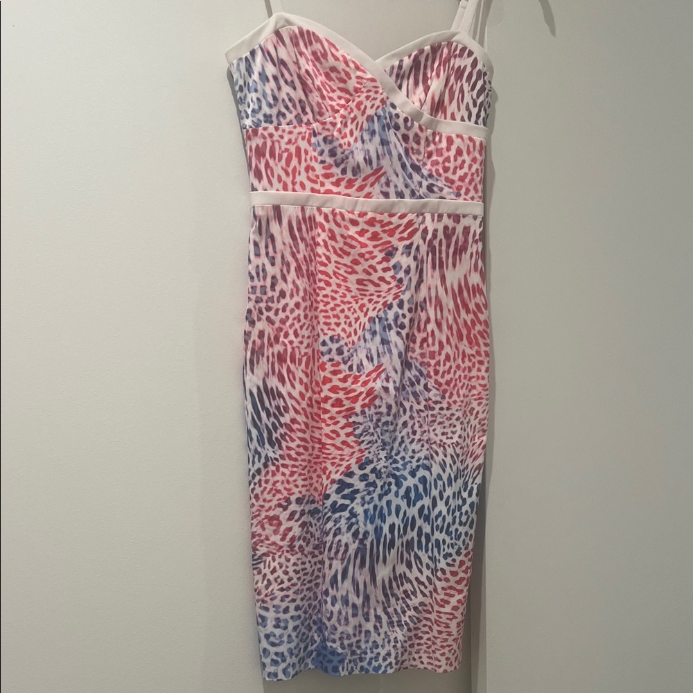 Black Halo Pink and Blue Patterned Midi Dress